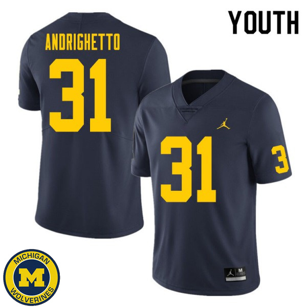 Youth Michigan Wolverines #31 Lucas Andrighetto Navy University Jersey